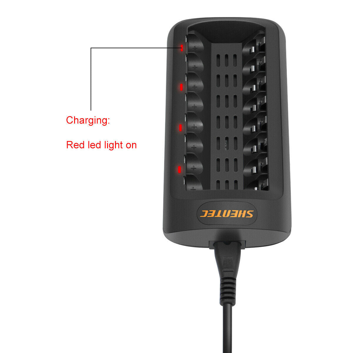 SHENTEC Caricabatterie LED intelligente per 8 batterie ricaricabili AA/AAA Ni-MH/Ni-Cd