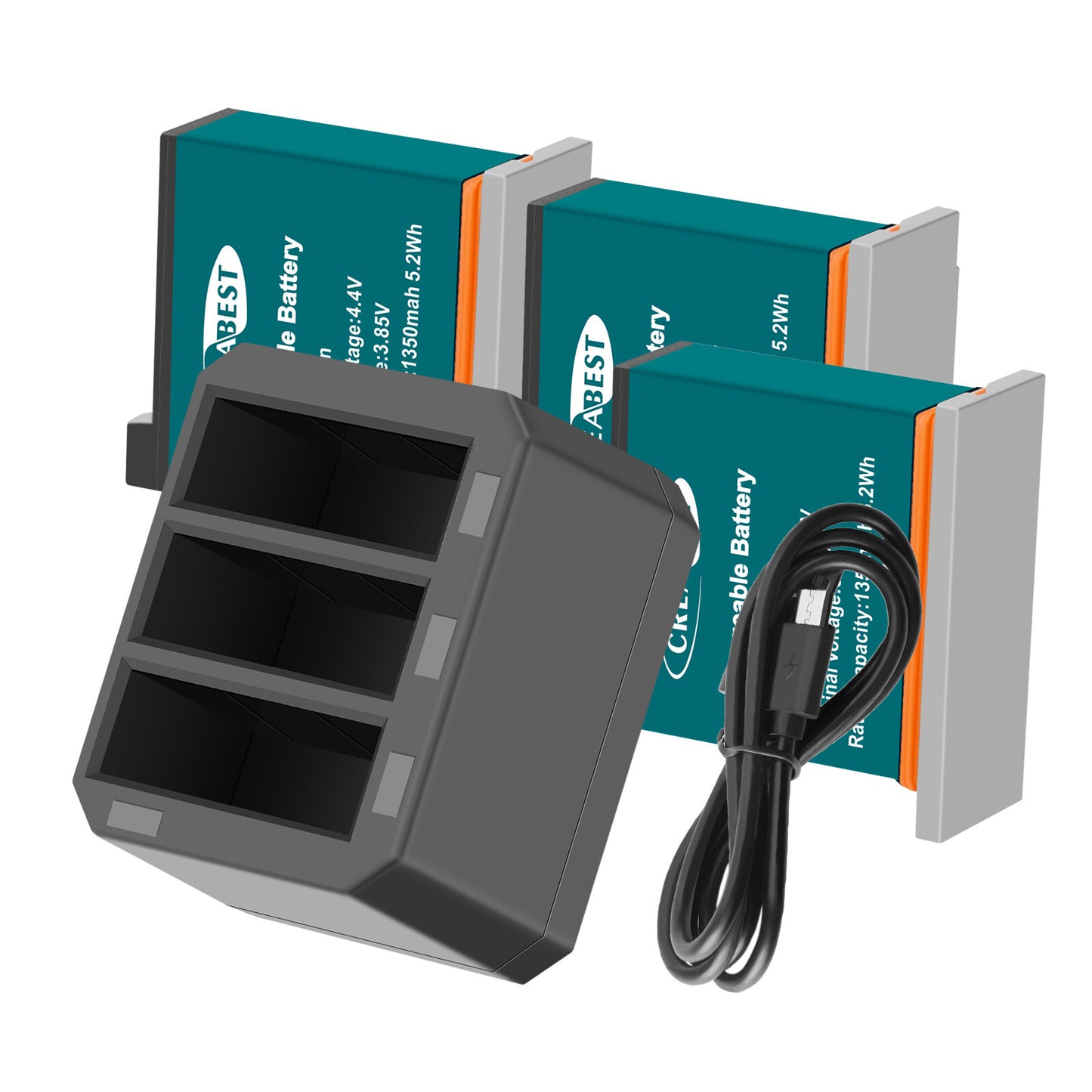 3x Batterie 1350mAh + Caricabatterie USB Veloce a 3 Canali per DJI Osmo AB1 P01 PT1 Action