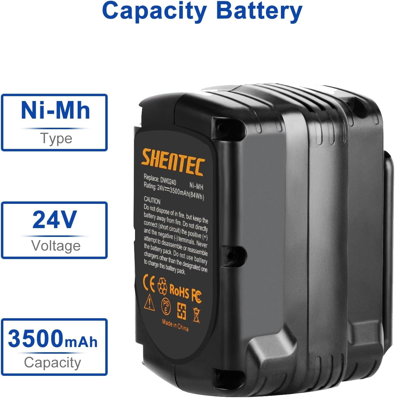 Batteria Ni-MH 24V 3.5Ah per Dewalt DW0240 DE-24 DE0240 DE0241 DE0243 DW0242