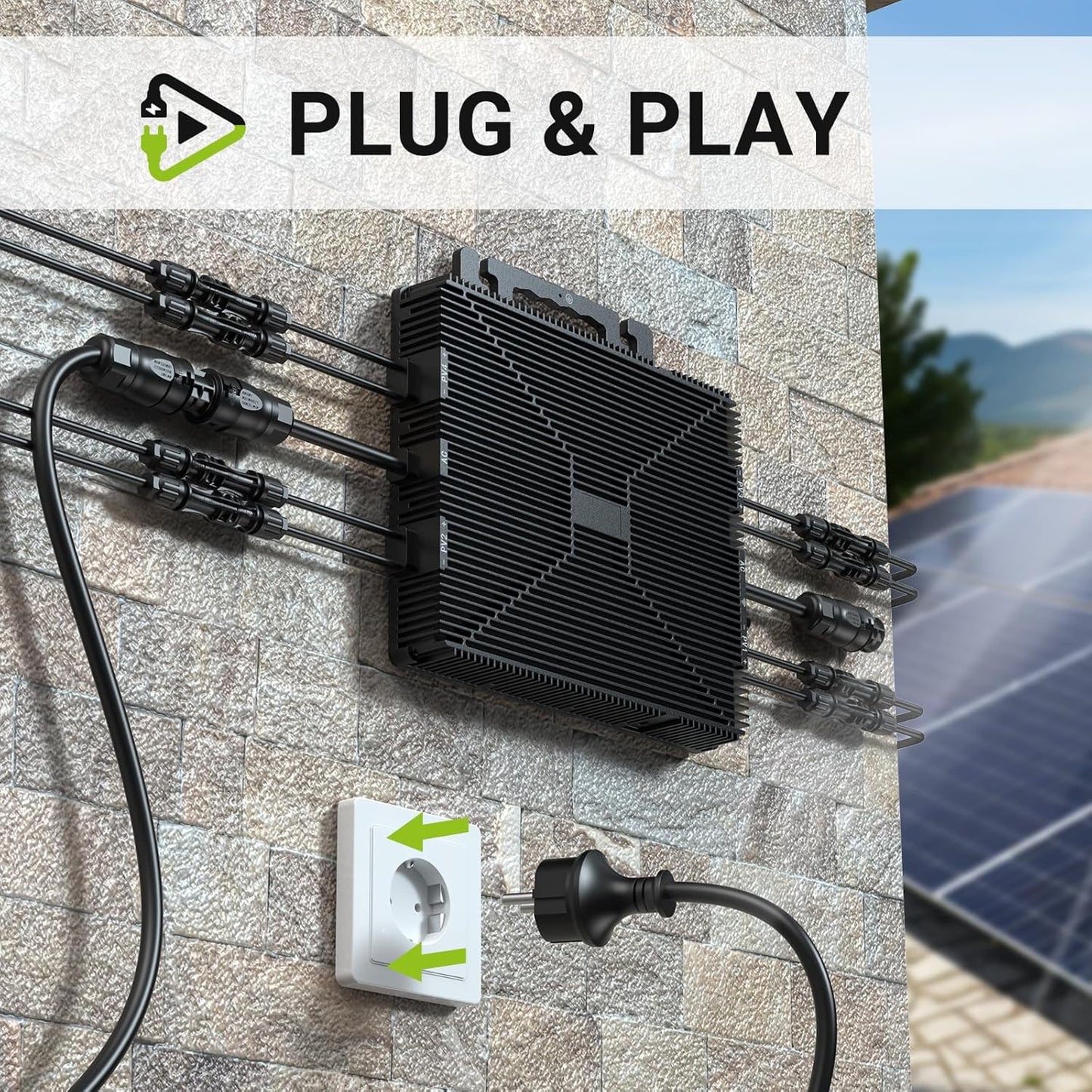 Micro Inverter 800W, centrale elettrica da balcone con WiFi, Plug & Play, controllo tramite app, cavo AC da 5 m, inverter FV