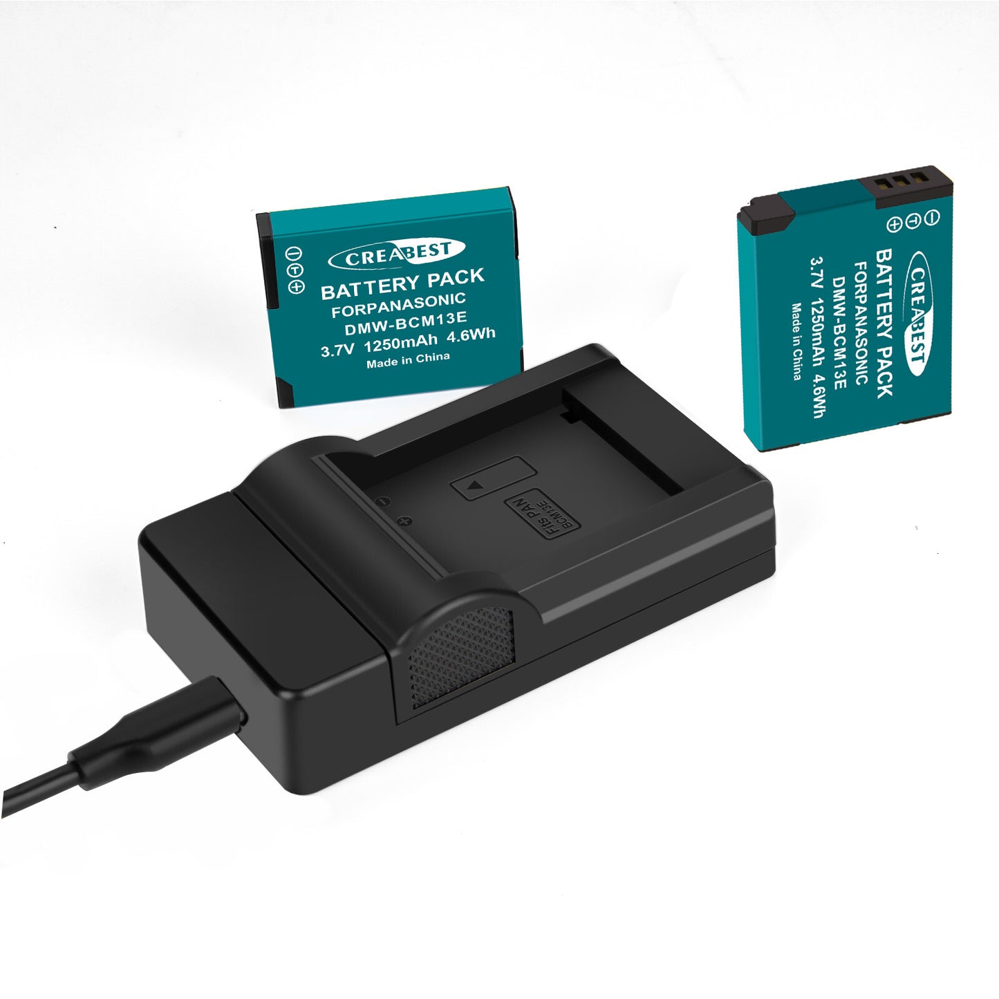 2 Pezzi Caricabatterie DMW-BCM13 1250mAh per Panasonic Lumix DMC-TZ40S ZS50 ZS30W