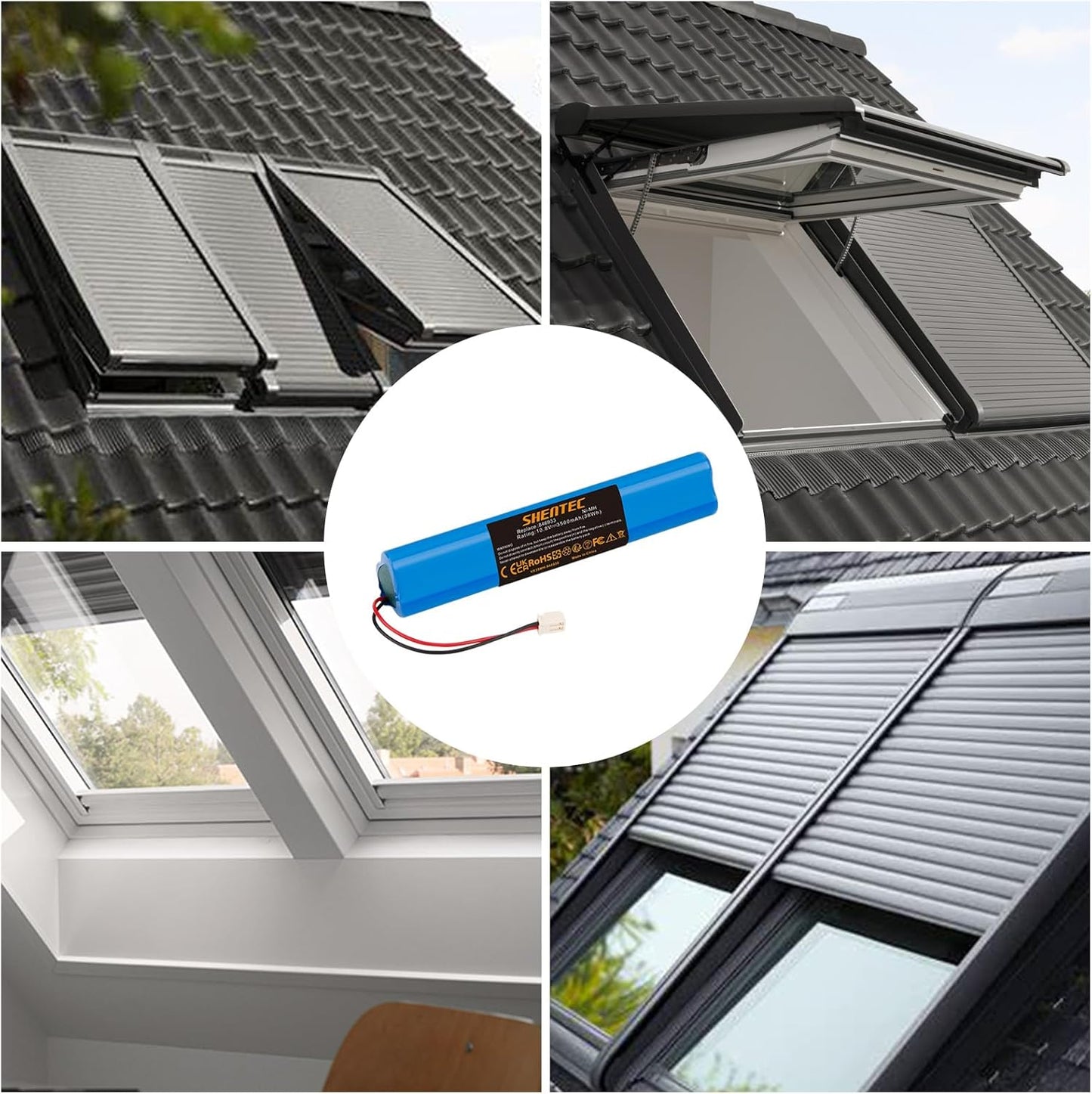 Batteria di ricambio SHENTEC per tapparelle avvolgibili solari per azionamento tapparella Velux 946933, tapparelle avvolgibili solari SSL, tapparelle avvolgibili solari