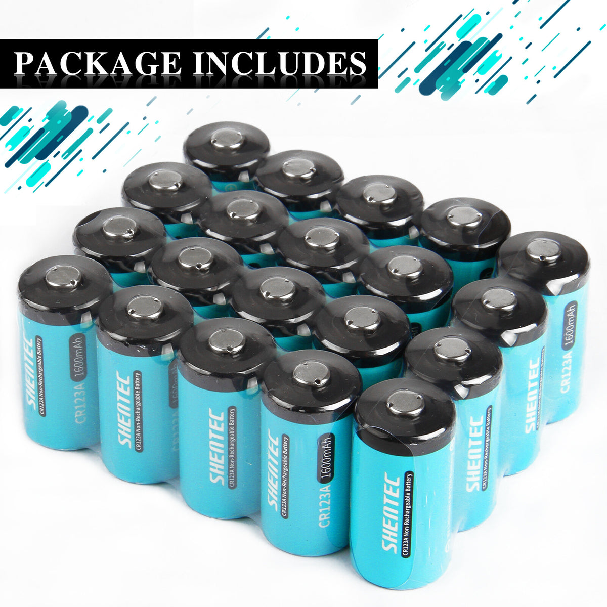 SHENTEC 20x Batterie al litio 3V 1600mAh 123 CR123 CR123A per fotocamera DL123A