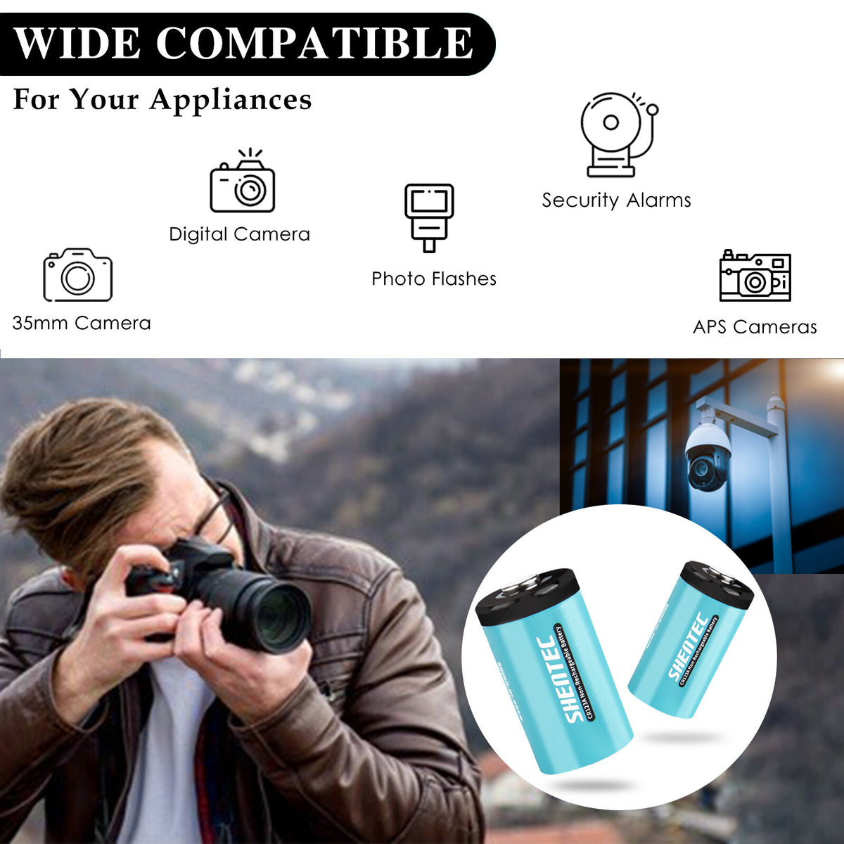 SHENTEC 20x Batterie al litio 3V 1600mAh 123 CR123 CR123A per fotocamera DL123A