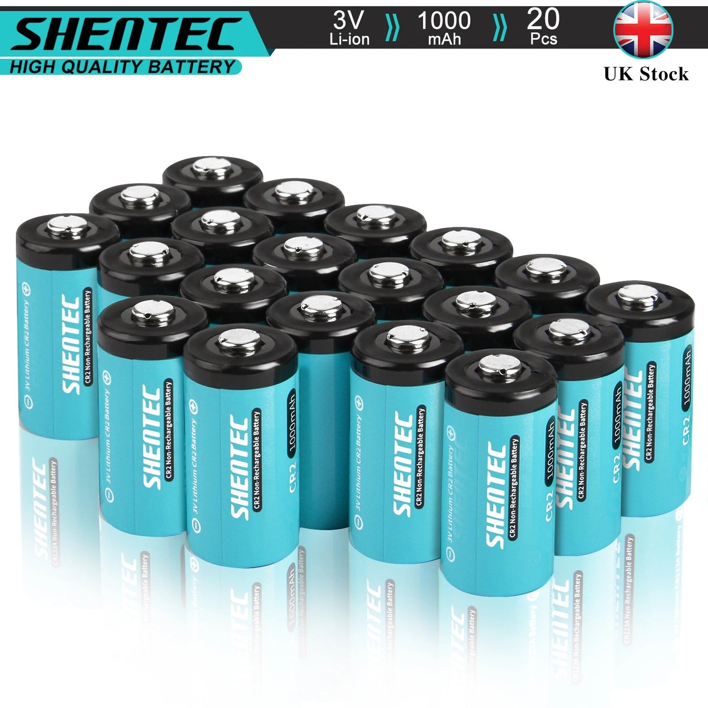 SHENTEC 20Pcs 1000mAh 3Volt CR-2 CR2 BATTERIE AL LITIO PER DR2R DLCR2 KCR2 CR17355
