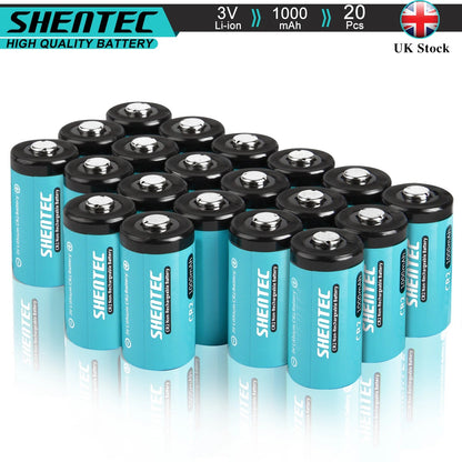 SHENTEC 20Pcs 1000mAh 3Volt CR-2 CR2 BATTERIE AL LITIO PER DR2R DLCR2 KCR2 CR17355