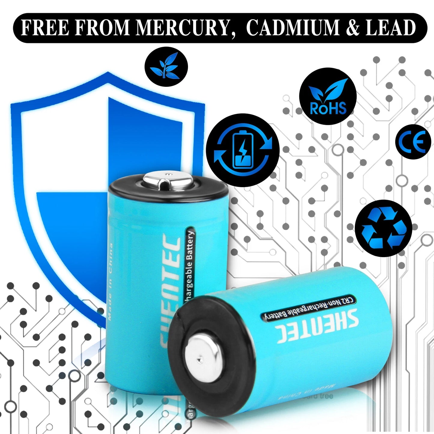 SHENTEC 20Pcs 1000mAh 3Volt CR-2 CR2 BATTERIE AL LITIO PER DR2R DLCR2 KCR2 CR17355