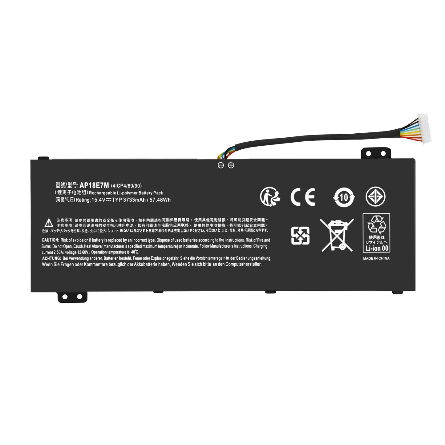 Batteria sostitutiva 57Wh 15.4V AP18E8M E7M 4ICP4/70/88 per Acer Nitro 7 AN715-51 AN515-52