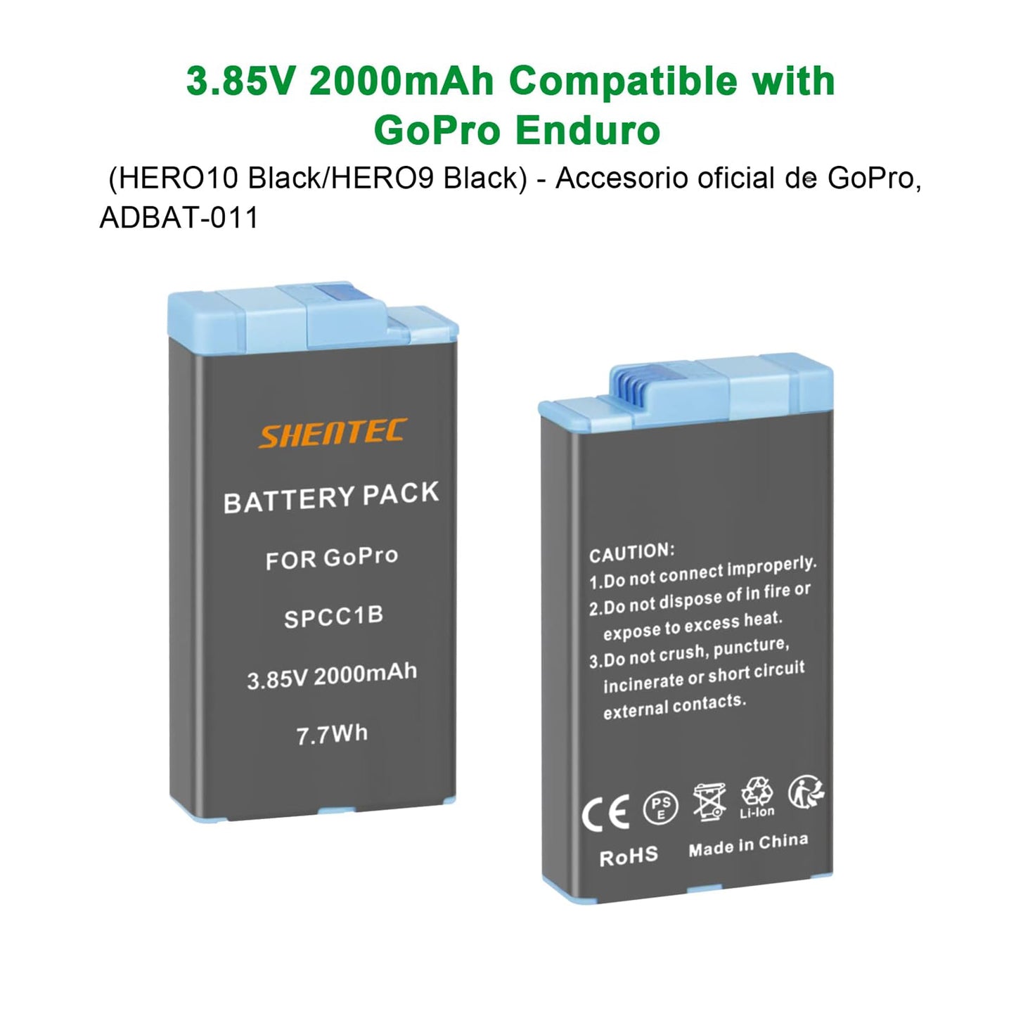 SHENTEC 3.85 V, 2000 mAh Li-Ion for GoPro Enduro Battery