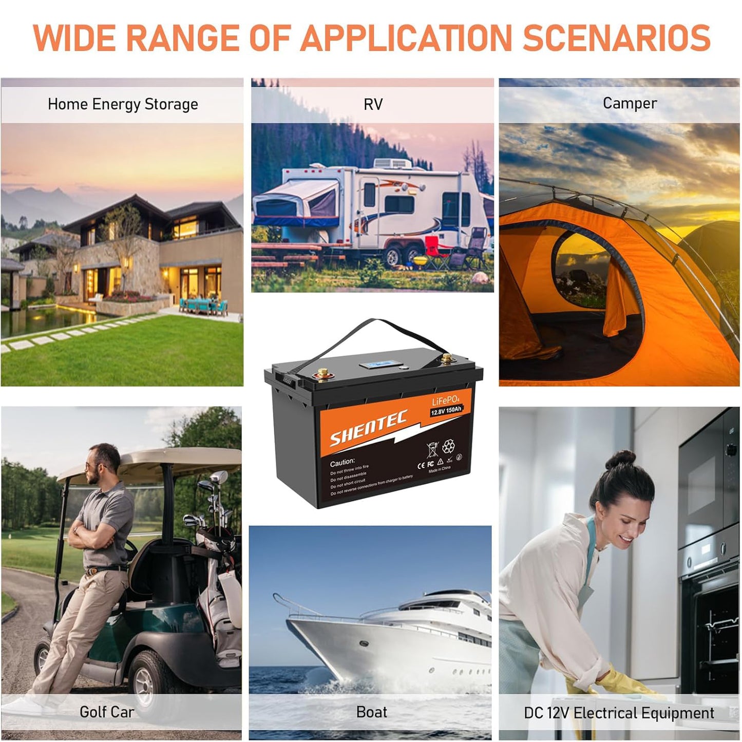 SHENTEC 12V 150Ah LiFePO4 Battery with 150A BMS 4000-10000 Cycles Deep Cycle