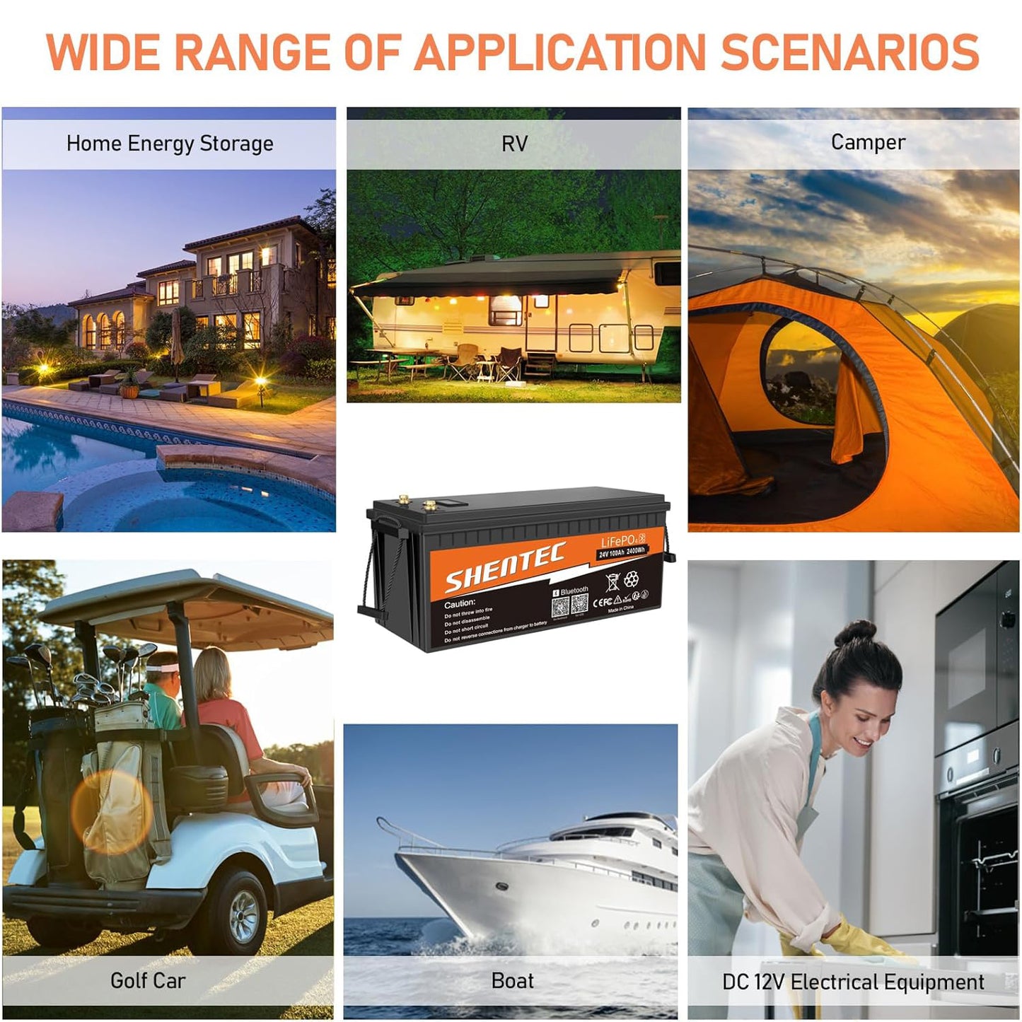 SHENTEC 24V 100Ah Lithium LifePO4 Battery with 100A BMS