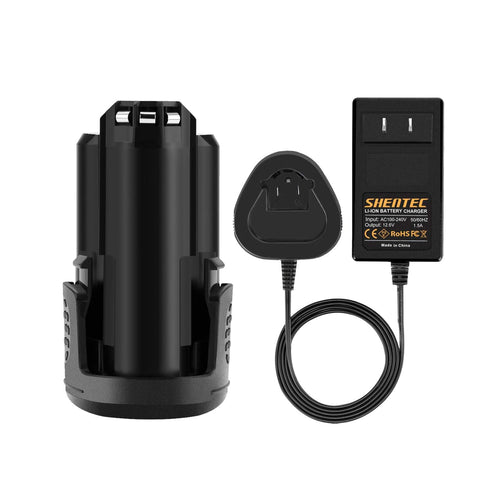 SHENTEC Batteria agli ioni di litio 3000ｍAh 12V compatibile con Dremel (Caricabatterie 12V incluso)