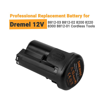 SHENTEC Batteria agli ioni di litio 3000ｍAh 12V compatibile con Dremel (Caricabatterie 12V incluso)