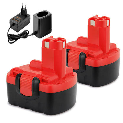 SHENTEC Kit 2 batterie + caricabatterie 14,4V per Bosch BAT040 BAT140 BAT038 2607335276