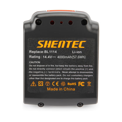 SHENTEC 14.4V 4000mAh Batteria Li-ion per Black&Decker BL1114 BL1314 BL1514 LDX116 EPL148