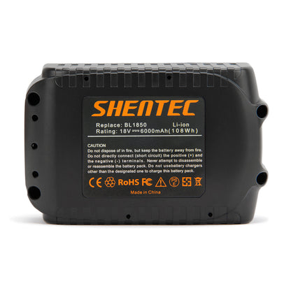 SHENTEC 2X 18V 6Ah Batteria di ricambio agli ioni di litio per Makita BL1830 BL1840 BL1850 BL1860 194230-4 194205-3