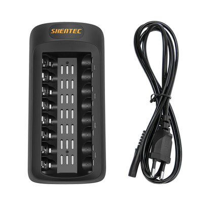 SHENTEC Caricabatterie LED intelligente per 8 batterie ricaricabili AA/AAA Ni-MH/Ni-Cd