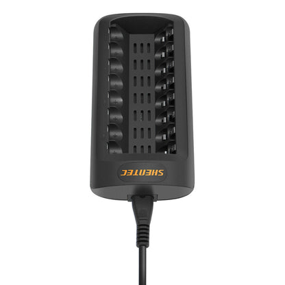 SHENTEC Caricabatterie LED intelligente per 8 batterie ricaricabili AA/AAA Ni-MH/Ni-Cd