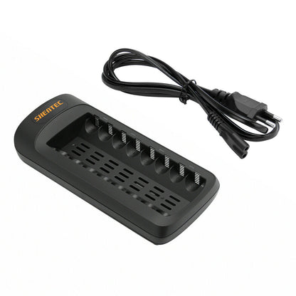 SHENTEC Caricabatterie LED intelligente per 8 batterie ricaricabili AA/AAA Ni-MH/Ni-Cd