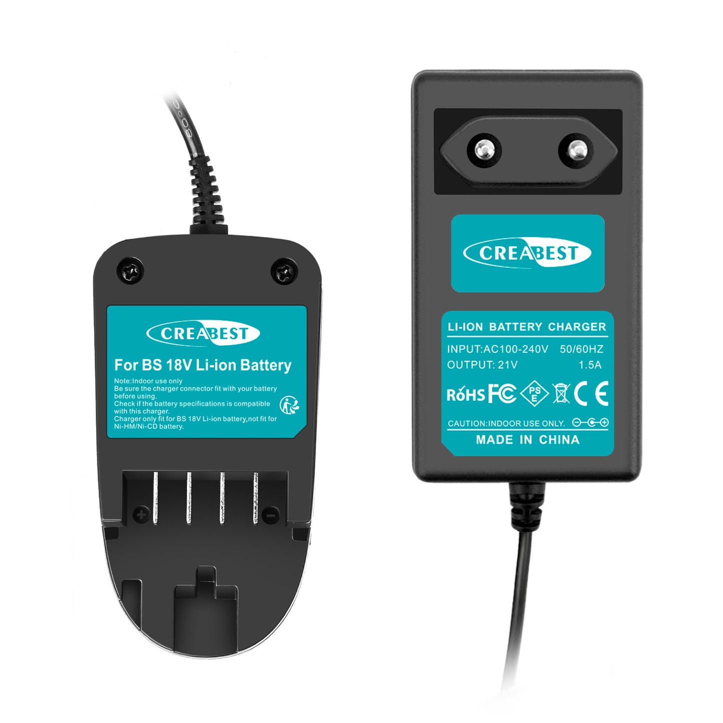 SHENTEC caricabatterie Li-ion 18V per Bosch PST 18 LI PSB 18 LI-2 1600Z00000 1600Z0003U