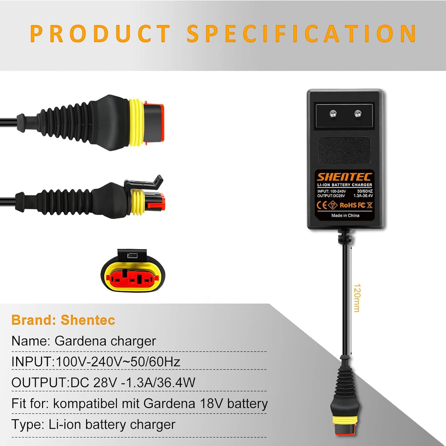 SHENTEC Caricabatterie 28V 1.3A per Husqvarna Automower 105 305 310 Mark II 315 Mark II, 315 Mark II, Robot tosaerba
