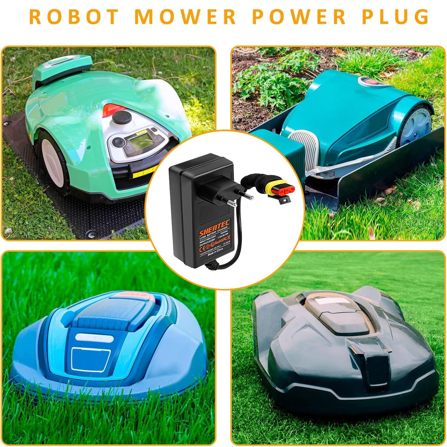 SHENTEC Caricabatterie 28V 1.3A per Husqvarna Automower 105 305 310 Mark II 315 Mark II, 315 Mark II, Robot tosaerba