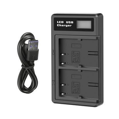 Caricabatterie Doppio con LCD per 2x Batterie BP-511 per Canon EOS 40D 50D BP-511A 300D 20D 30D