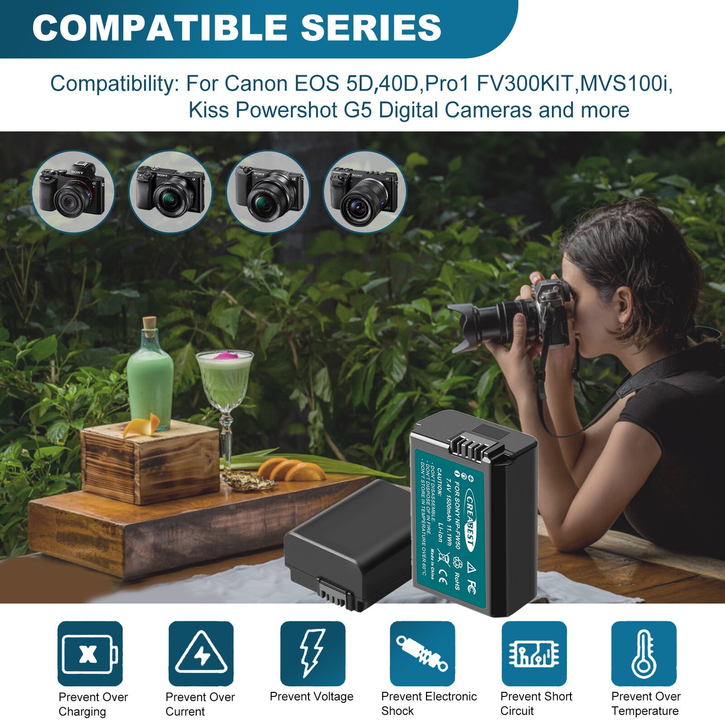 Caricabatterie Doppio con LCD per 2x Batterie BP-511 per Canon EOS 40D 50D BP-511A 300D 20D 30D