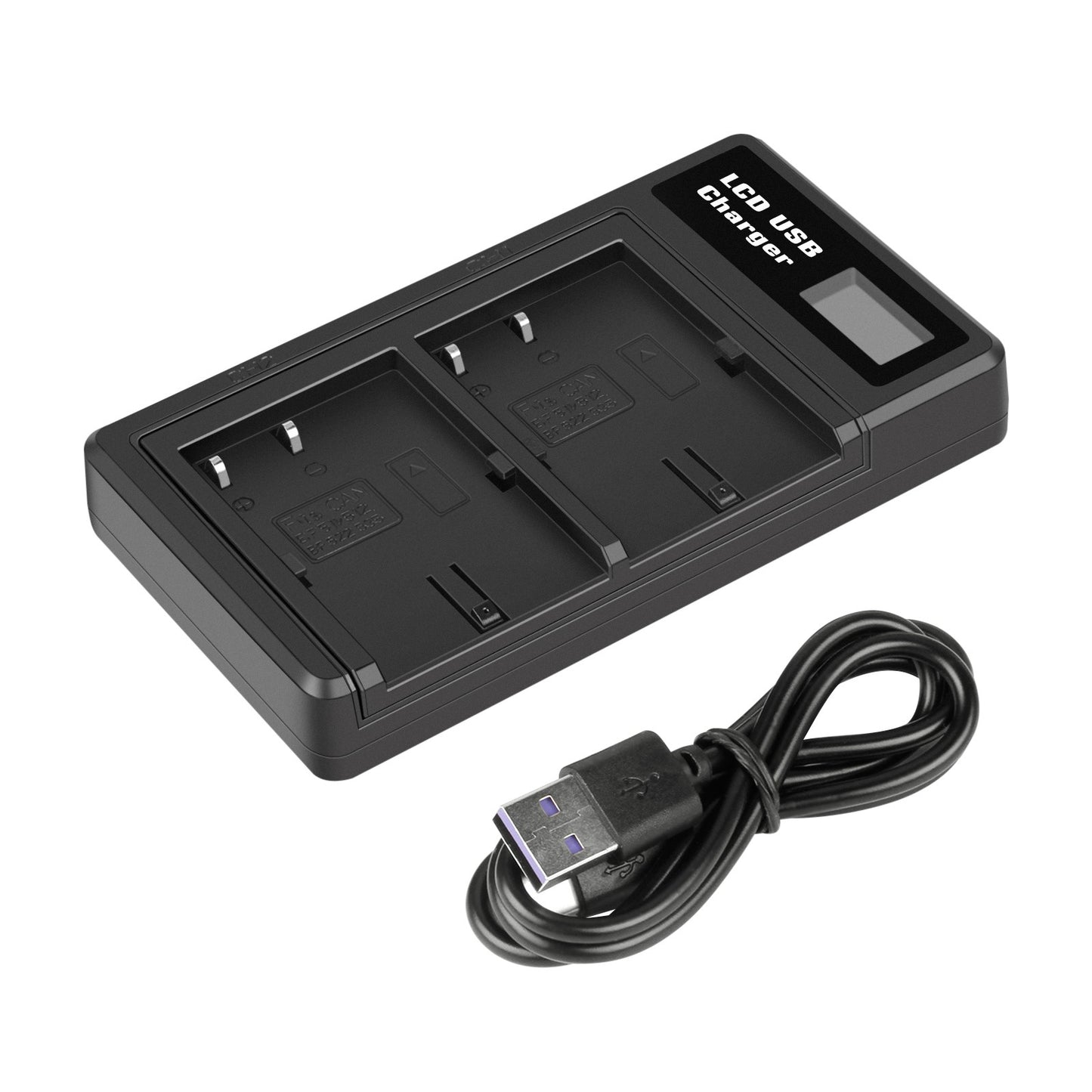 Caricabatterie Doppio con LCD per 2x Batterie BP-511 per Canon EOS 40D 50D BP-511A 300D 20D 30D