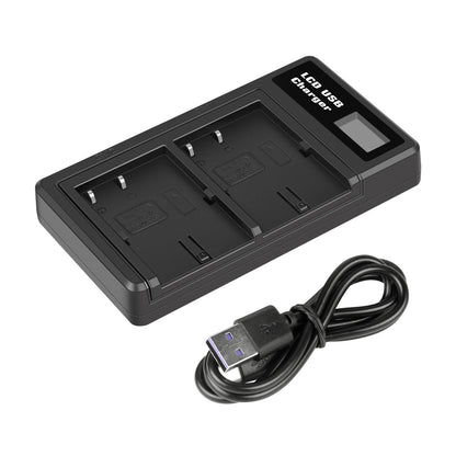 Caricabatterie Doppio con LCD per 2x Batterie BP-511 per Canon EOS 40D 50D BP-511A 300D 20D 30D