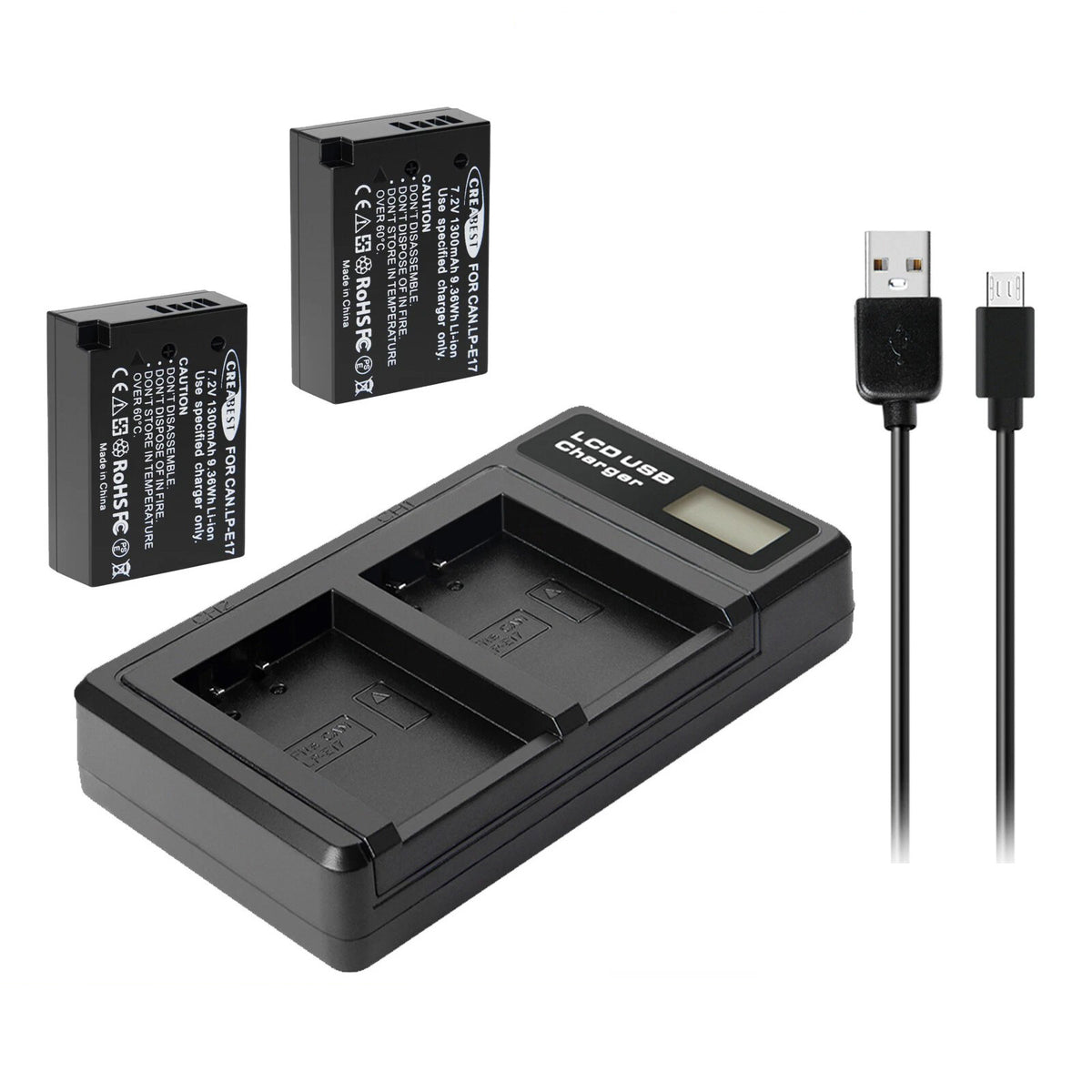 2x LP-E17 Batteria+Caricabatterie per Canon M3 200D 250D 750D 850D 800D X8i X9 77D M6 M5