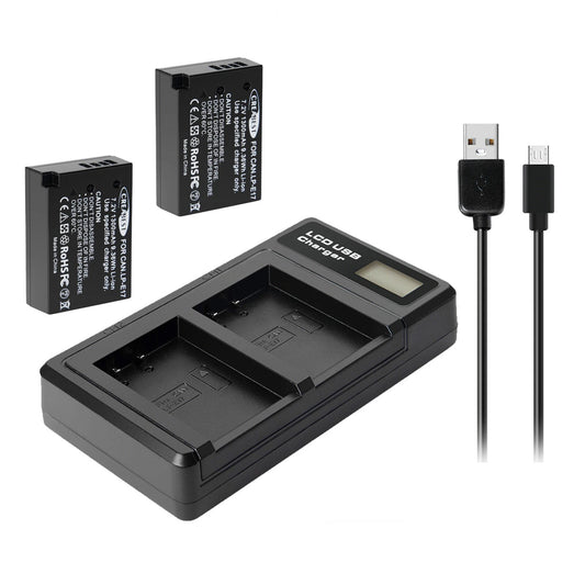 2x LP-E17 Batteria+Caricabatterie per Canon M3 200D 250D 750D 850D 800D X8i X9 77D M6 M5
