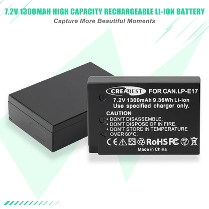 2x LP-E17 Batteria+Caricabatterie per Canon M3 200D 250D 750D 850D 800D X8i X9 77D M6 M5