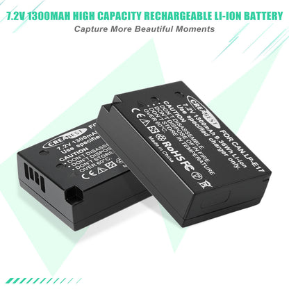 2x LP-E17 Batteria+Caricabatterie per Canon M3 200D 250D 750D 850D 800D X8i X9 77D M6 M5