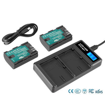 2xLP-E6 LP-E6N Batteria+Caricabatterie Doppio per Canon EOS 90D 5D Mark III IV 80D 60D 70D