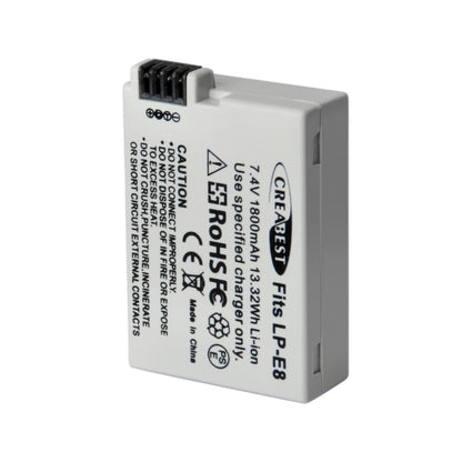 SHENTEC 2x BATTERIA LP-E8 + CARICABATTERIE DOPPIO PER CANON EOS 550D 600D 650D 700D KISS T2I X4 X5