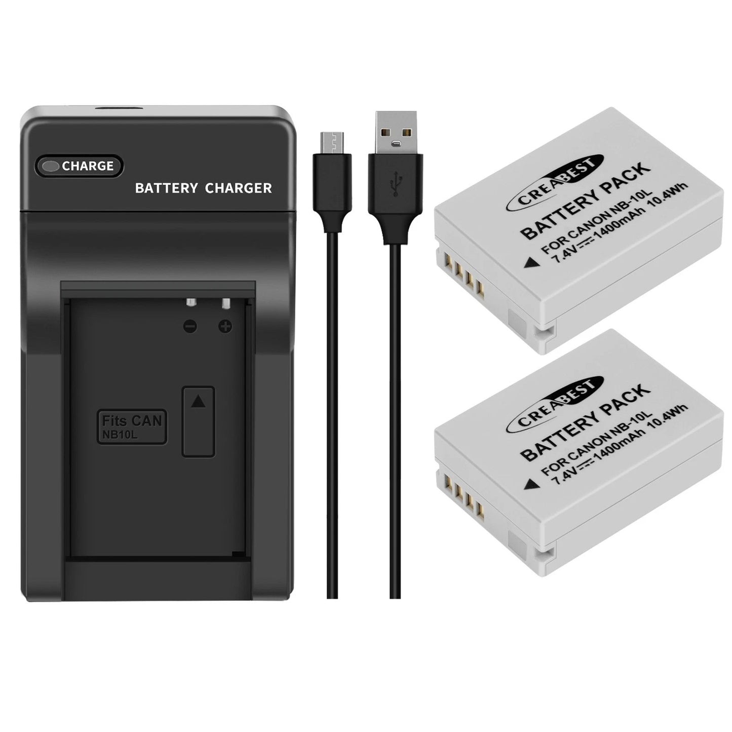 2x Batteria NB-10L+Caricabatterie Per Canon PowerShot G15 G16 G1X SX50HS SX60HS SX40HS