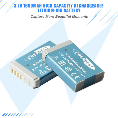 2x Batteria NB-13L + caricatore LCD per Canon PowerShot SX620 HS G5X G7X Mark III II
