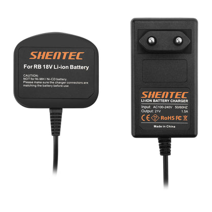 SHENTEC Caricabatterie 18V per RYOBI BPL18151/P105/P106/P108/P102/CMD-1802/CMI-1802