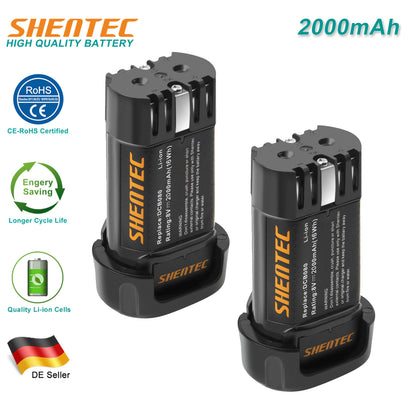 SHENTEC Confezione da 2 Batterie Sostitutive 2000mAh 8-Volt Compatibili con DEWALT