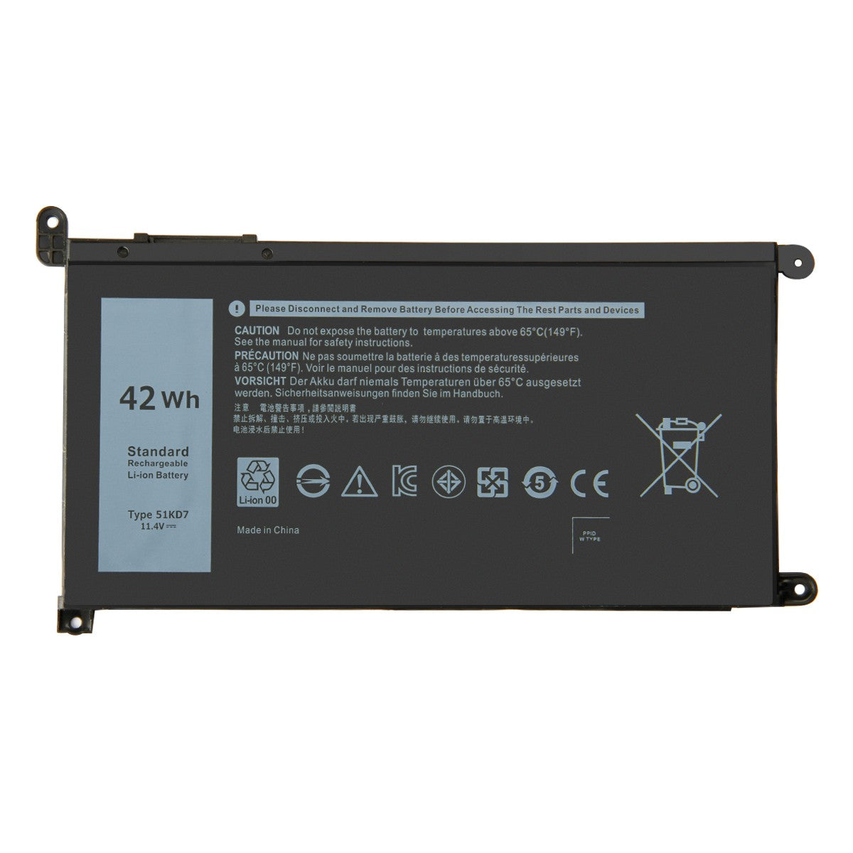 11.4V 51KD7 Battery For Dell Chromebook 11 3180 3189 5190 3181 FY8XM Y07HK J0PGR