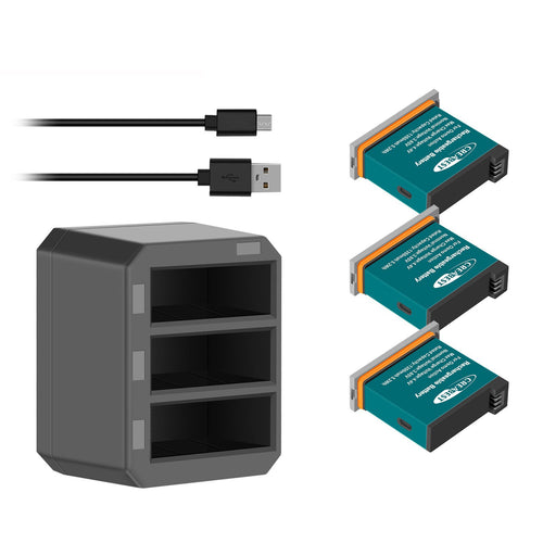 3x Batterie 1350mAh + Caricabatterie USB Veloce a 3 Canali per DJI Osmo AB1 P01 PT1 Action