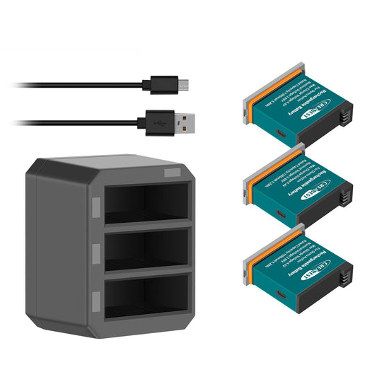 3x Batterie 1350mAh + Caricabatterie USB Veloce a 3 Canali per DJI Osmo AB1 P01 PT1 Action