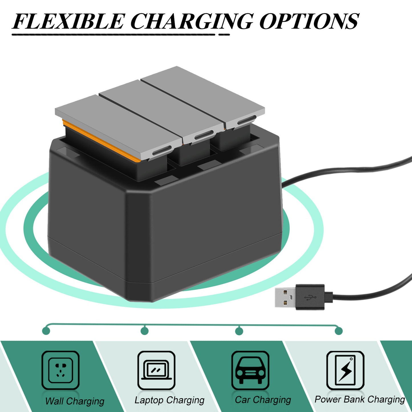 3x Batterie 1350mAh + Caricabatterie USB Veloce a 3 Canali per DJI Osmo AB1 P01 PT1 Action