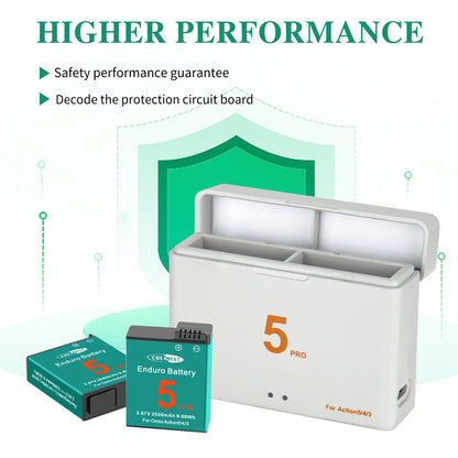 2x Batterie+Caricabatterie Per DJI Osmo Action 5 Pro Action 4 Action 3