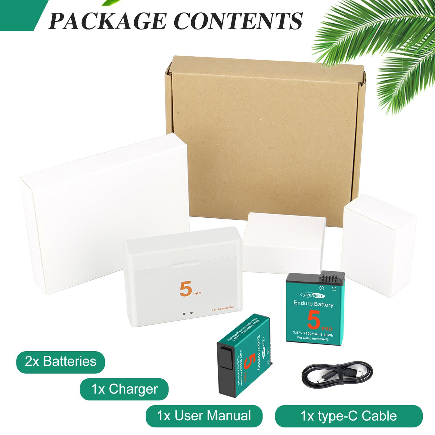 2x Batterie+Caricabatterie Per DJI Osmo Action 5 Pro Action 4 Action 3