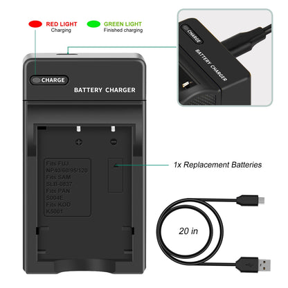 2x NP-95 NP95 3.7V Batteria+Caricabatterie per Fujifilm Finepix F30 F31 F31fd X100 X100s