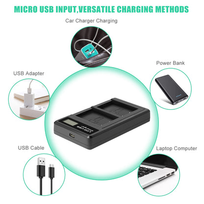 2x Batteria NP-W126 W126S+Caricabatterie Per Fujifilm Fuji X-E1 X-E2 X-E2S X-T10 X-T20