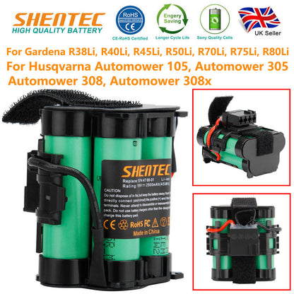 SHENTEC 18V 2500mAh batteria Li-Ion per Husqvarna Automower 105 Gardena R38Li R40Li R45Li