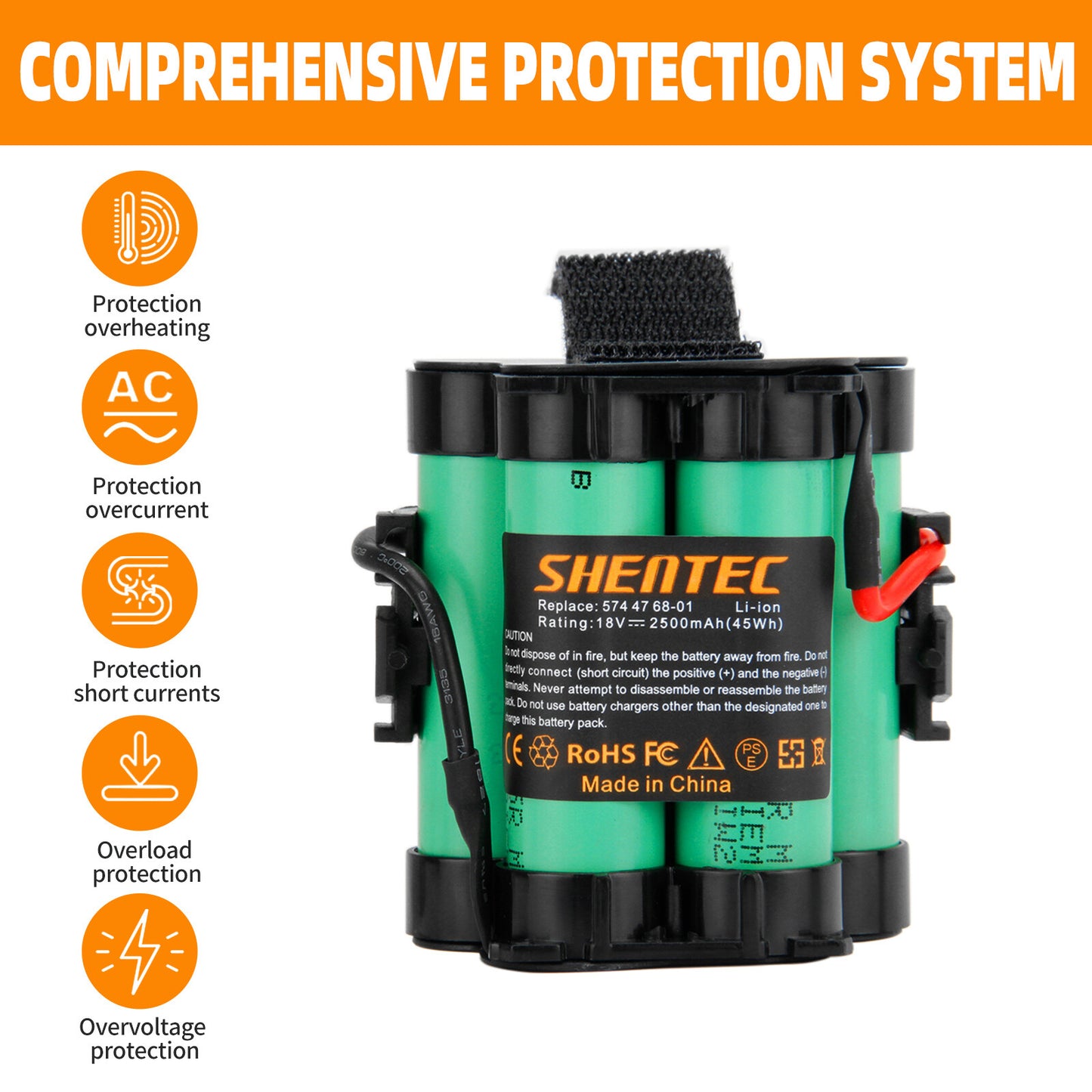 SHENTEC 18V 2500mAh batteria Li-Ion per Husqvarna Automower 105 Gardena R38Li R40Li R45Li